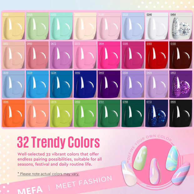 MEFA 32 Colors Gel Nail Polish Kit with UV Light 🌸💅