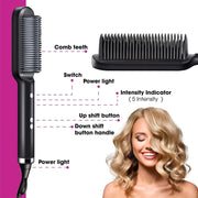 SmoothGlow Hair Straightener Brush 🌟💁‍♀️