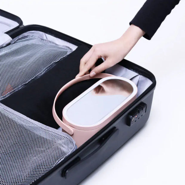 Portable Cosmetic Box with Touch LED Light Makeup Mirror ✨💄