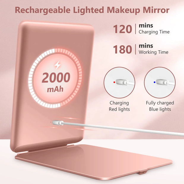 Rose Gold Rechargeable LED Makeup Mirror ✨💄