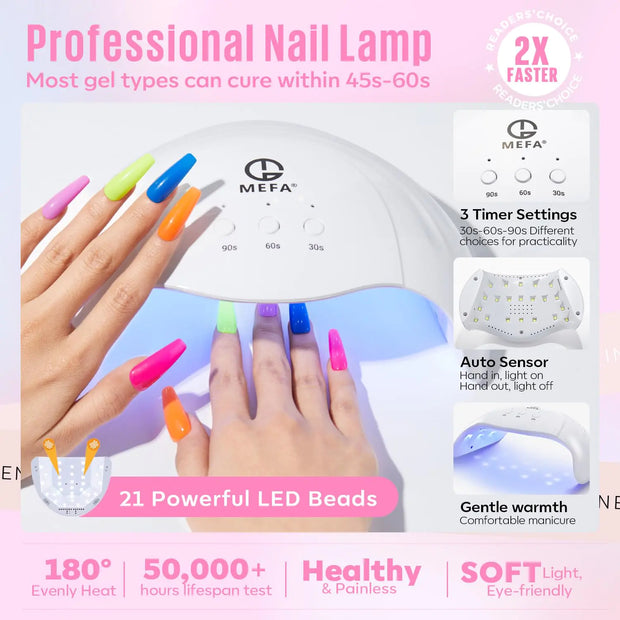 MEFA 32 Colors Gel Nail Polish Kit with UV Light 🌸💅