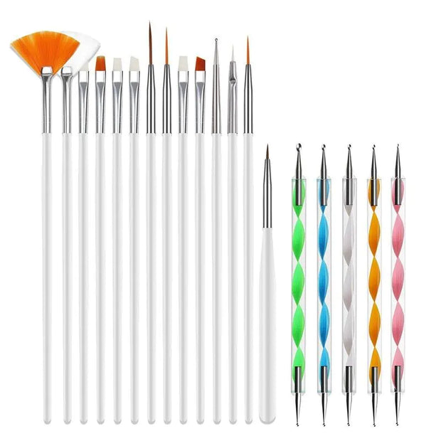 20PCS Nail Art Design Dotting Painting Drawing Polish Brush Pen Tools UV Gel 💅🎨