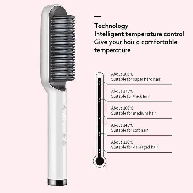 SmoothGlow Hair Straightener Brush 🌟💁‍♀️