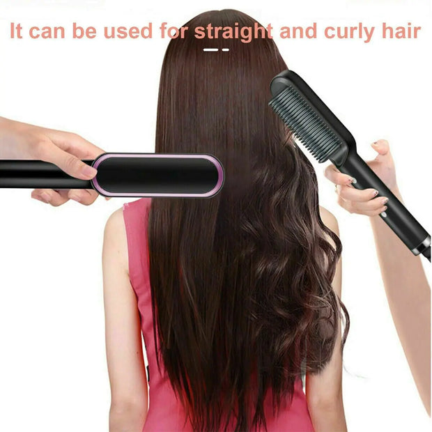 SmoothGlow Hair Straightener Brush 🌟💁‍♀️